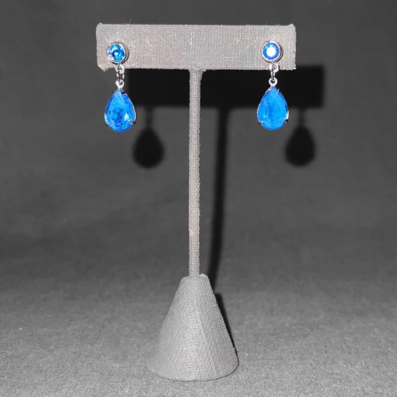 Blue Teardrop Dangle Earrings - Picture 1 of 4